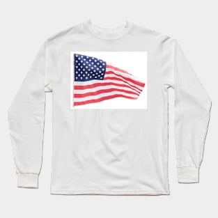 American stars and stripes flag isolated on white, in breeze. Long Sleeve T-Shirt